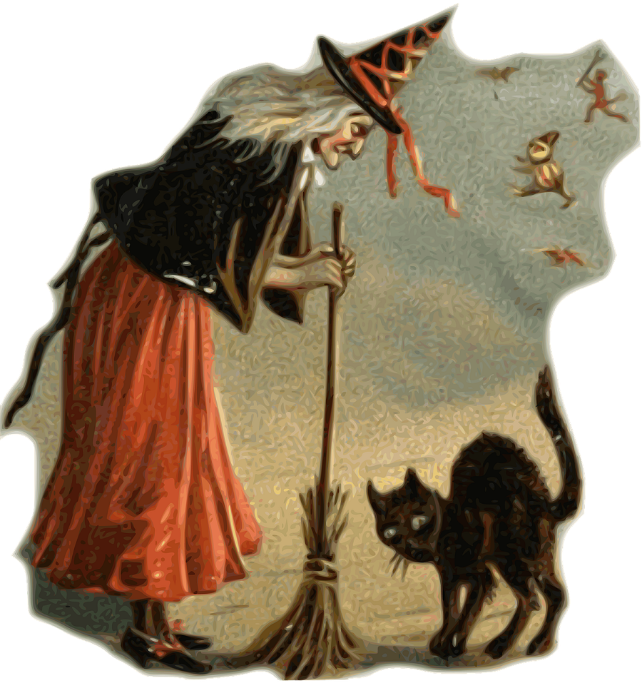 Sorcière et chat noir