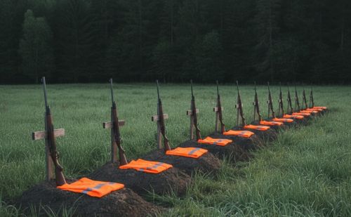 Alignement de tombes symboliques dans une prairie en lisière de forêt, Alignement de tombes symboliques dans une prairie en lisière de forêt,