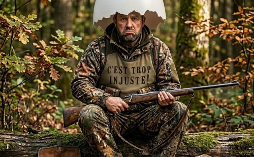 Chasseur qui a une coquille d'oeuf sur la tête Chasseur qui a une coquille d'oeuf sur la tête