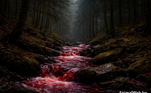 Forêt ardennaise avec un ruisseau de sang Forêt ardennaise avec un ruisseau de sang