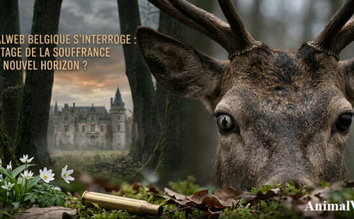 Représentation du domaine de Ciergnon avec cerf en premier plan Représentation du domaine de Ciergnon avec cerf en premier plan